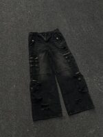 Retro Tattered Jeans Big Pocket Jeans Loose-fitting Wide-leg Trousers - Image 3