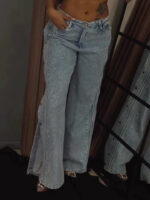 Button Polyester Rhinestone Fashion Jeans - Image 4