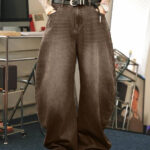 Men's Brown Washed Loose Flared Jeans