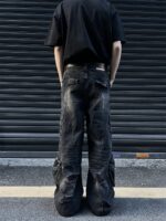 Retro Tattered Jeans Big Pocket Jeans Loose-fitting Wide-leg Trousers - Image 4