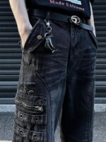 Retro Tattered Jeans Big Pocket Jeans Loose-fitting Wide-leg Trousers - Image 10