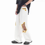 Retro Washed Ripped Embroidery Niche Design Loose Trousers - Image 4