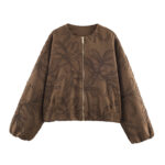 Suede Embroidered Pilot Jacket Women - Image 6