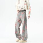 Men's Peony Jacquard Washed Loose Jeans - Image 5
