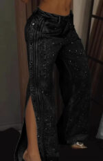 Button Polyester Rhinestone Fashion Jeans - Image 8