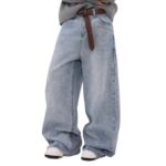 Retro Washed Distressed Simple Straight Jeans - Image 2