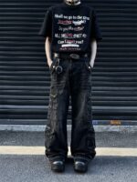 Retro Tattered Jeans Big Pocket Jeans Loose-fitting Wide-leg Trousers - Image 2