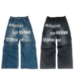 Men's Retro Letter Printed Minimalist Wide Leg Pants - Image 2