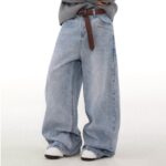 Retro Washed Distressed Simple Straight Jeans - Image 4