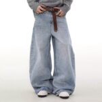 Retro Washed Distressed Simple Straight Jeans - Image 7