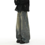 Washed Distressed Stitching Jeans Men's Straight Loose Wide-leg Pants - Image 5