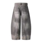 Retro Washed Smoky Gray Splash-ink Jeans For Men - Image 4