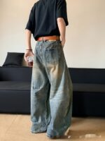 Summer American Retro Distressed Machete Denim Slimming Wide-leg Pants For Men - Image 9